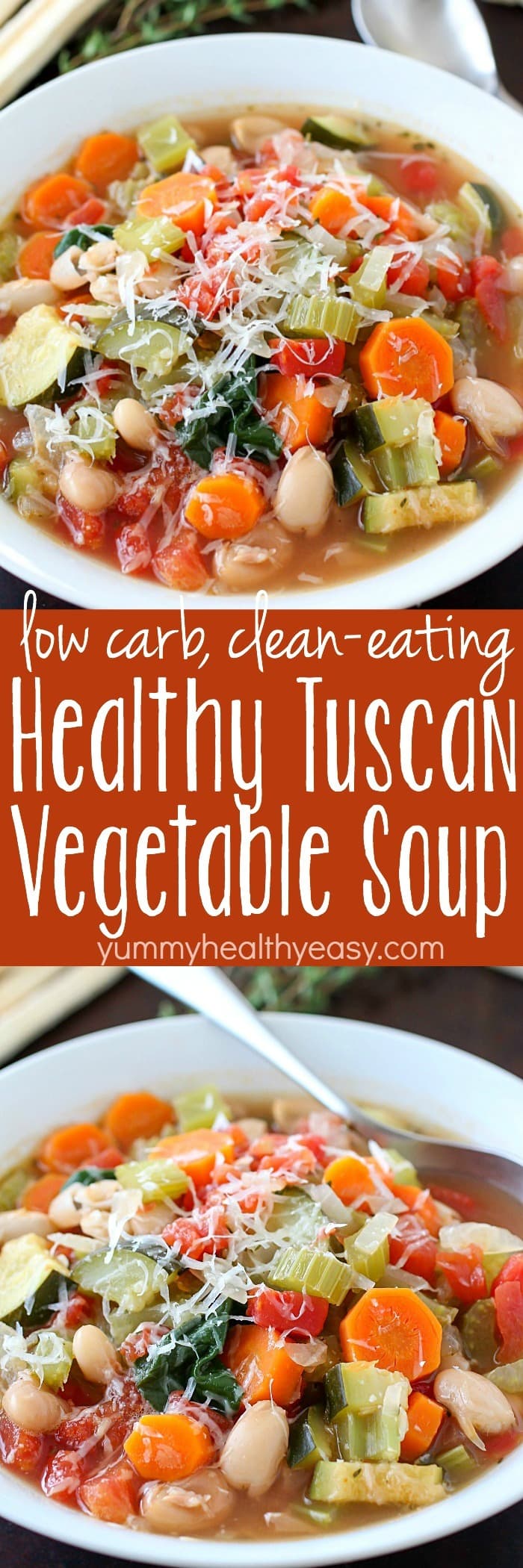 You won't believe the flavor in this easy-to-make Tuscan Vegetable Soup! Who knew healthy could taste so good?! This healthy soup is gluten-free, vegetarian, clean-eating and low carb. The best part? Is it SO GOOD!