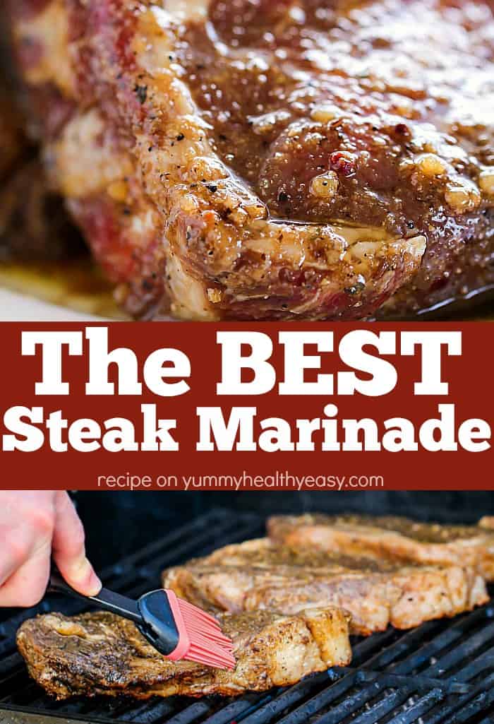 You will NOT regret marinating your steaks in this Best Steak Marinade Recipe! It takes minutes to make and adds so much flavor onto your grilled steaks!