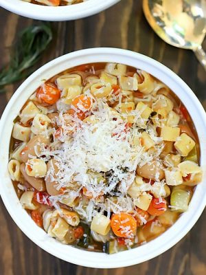 Once you try this recipe for the Best Crock Pot Minestrone Soup, you'll never make another Minestrone Soup recipe again! It's incredibly easy to make and filled with veggies. You can make this vegetarian by using vegetable broth and change up the pasta if desired, too.