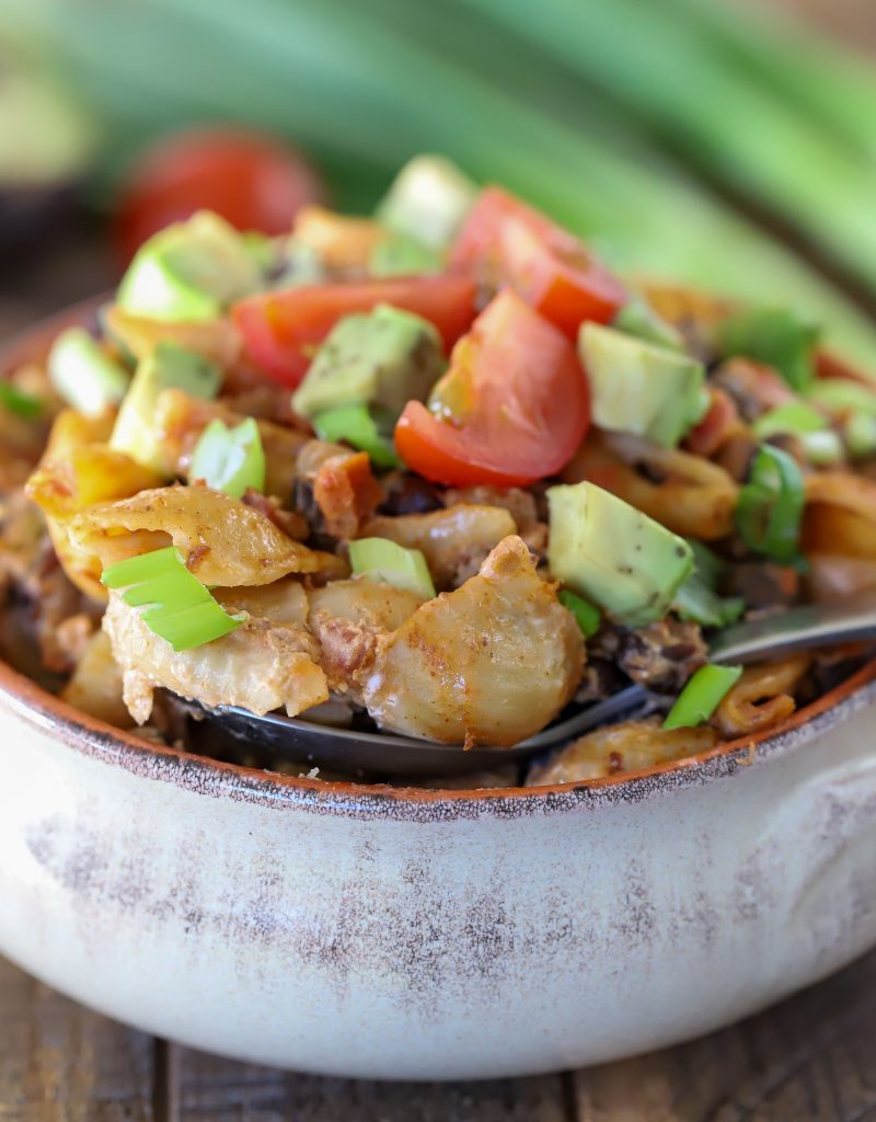 Close up of a spoonful of Creamy Taco Shells
