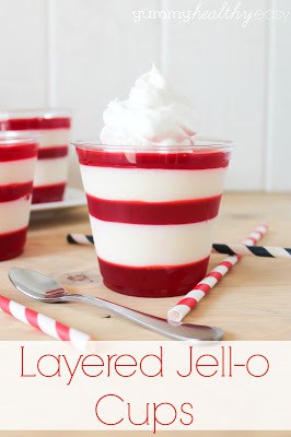 Layered Jell-o Cups Fun Layered Jell-o Cups - can change the colors to make it work for holidays and occasions
