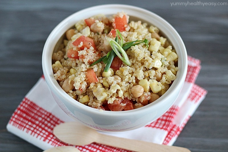 Healthy Quinoa Salad with amazing homemade dressing. Perfect side dish to any meal! Healthy Quinoa Salad with amazing homemade dressing. Perfect side dish to any meal!