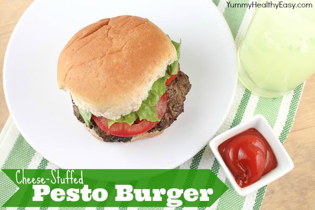 Cheese Stuffed Pesto Burger Cheese Stuffed Pesto Burger