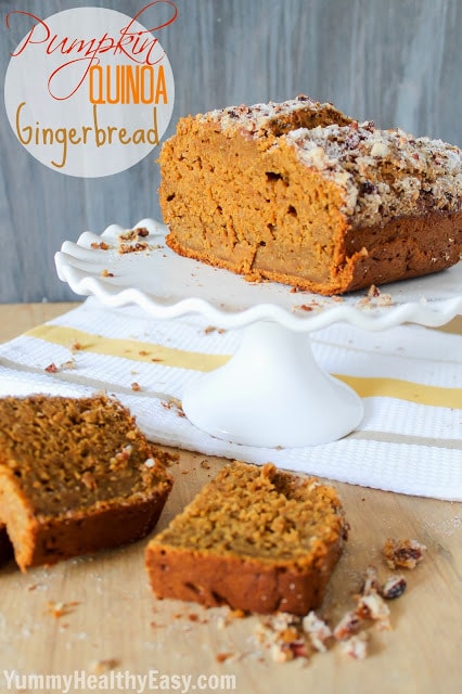 A combination of pumpkin bread and gingerbread with an addition of quinoa to make it moist and healthy