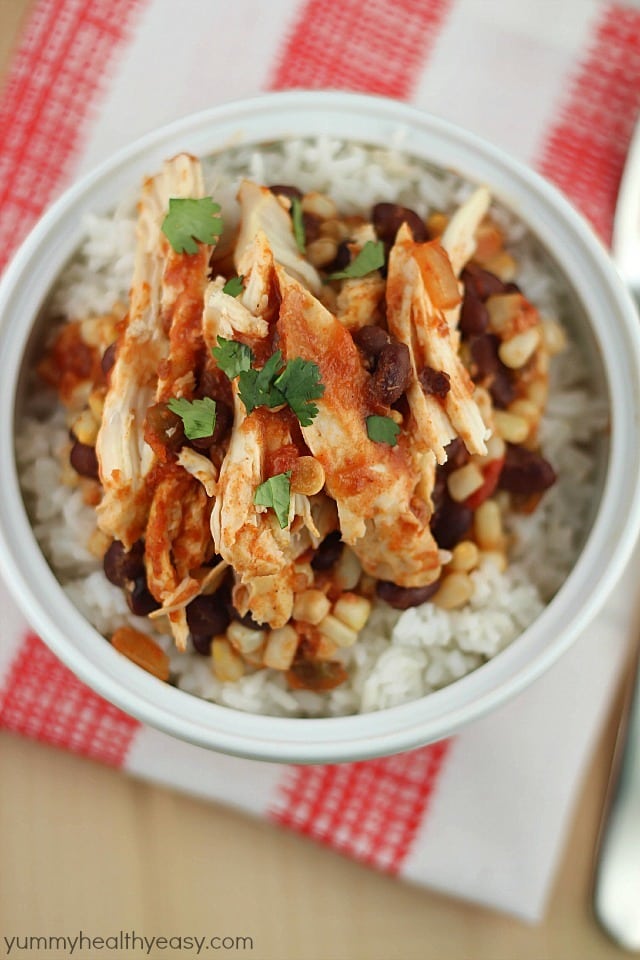 Easy Crock Pot Chicken Taco Bowls - healthy, filling, flavorful and have only 5 ingredients! Easy Crock Pot Chicken Taco Bowls - healthy, filling, flavorful and have only 5 ingredients!