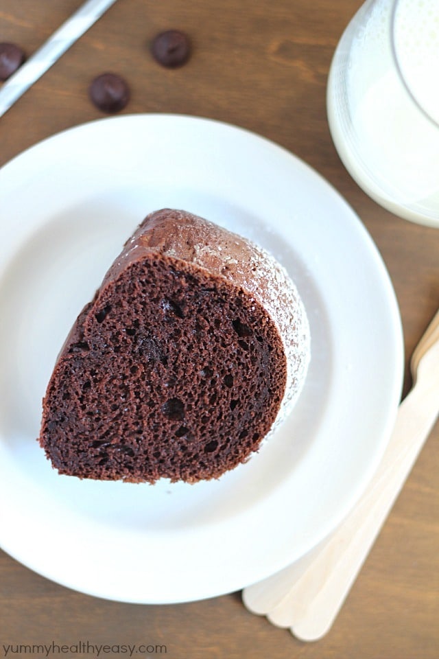 Skinny Chocolate Bundt Cake - delicious lower-fat bundt cake that's made with a cake mix, sugar-free pudding, applesauce and greek yogurt. Super moist and deceivingly decadent! Skinny Chocolate Bundt Cake - delicious lower-fat bundt cake that's made with a cake mix, sugar-free pudding, applesauce and greek yogurt. Super moist and deceivingly decadent!