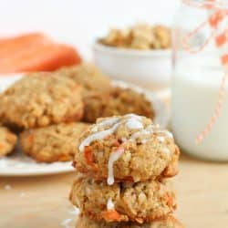 Moist carrot cookies filled with coconut, oats, walnuts and of course, shredded carrots! The perfect cookie for spring!