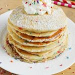 EASY and festive Funfetti Pancakes from scratch! These are perfect for celebrating someone special's Birthday…or just because!