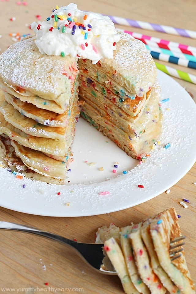 EASY and festive Funfetti Pancakes from scratch! These are perfect for celebrating someone special's Birthday…or just because! EASY and festive Funfetti Pancakes from scratch! These are perfect for celebrating someone special's Birthday…or just because!