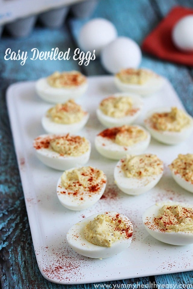 Easy Deviled Eggs - creamy, simple, delicious recipe. Perfect to bring to a party, everyone loves these! Easy Deviled Eggs - creamy, simple, delicious recipe. Perfect to bring to a party, everyone loves these!