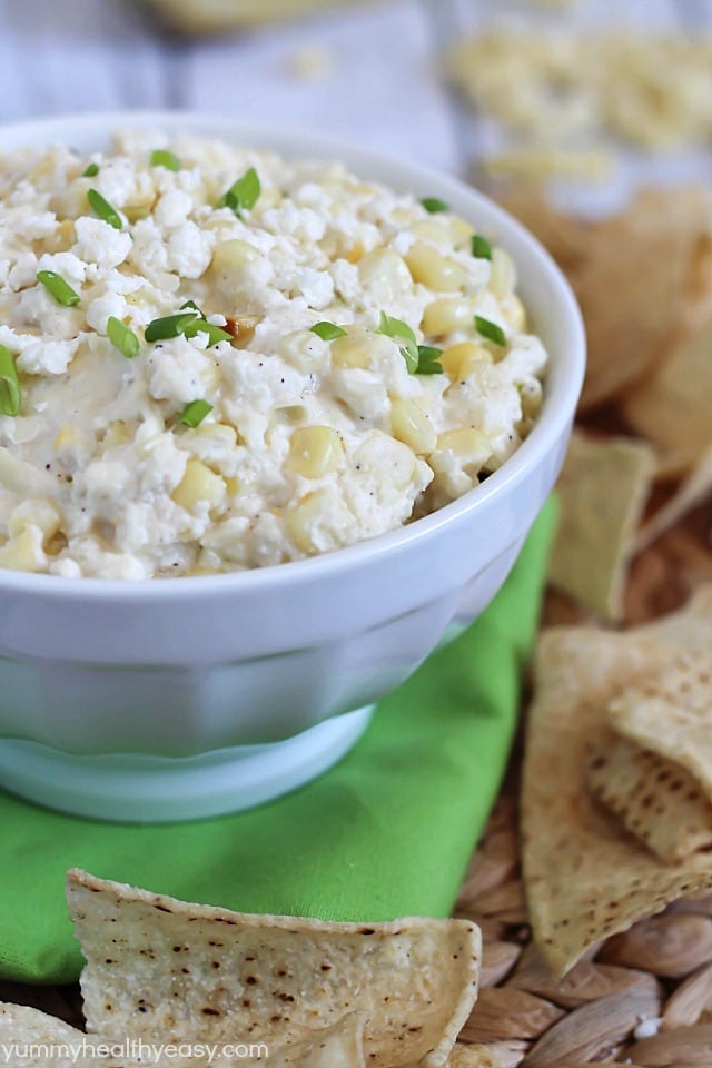 Cheesy Corn Dip - flavorful and creamy dip made from grilled corn and Real California Cotija cheese. Best dip recipe for summer! Cheesy Corn Dip - flavorful and creamy dip made from grilled corn and Real California Cotija cheese. Best dip recipe for summer!