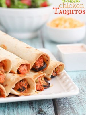 Baked Chicken Taquitos - yummy baked rolled tacos that are cooked in under 30 minutes!