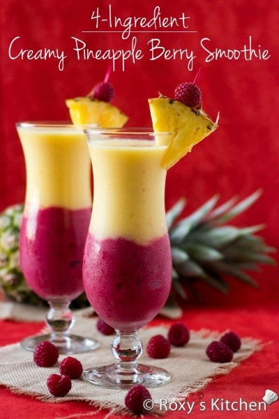4-Ingredient Creamy Pineapple Berry Smoothie by Roxy's Kitchen 4-Ingredient Creamy Pineapple Berry Smoothie by Roxy's Kitchen