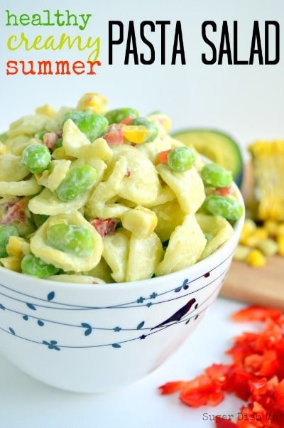 Healthy Creamy Pasta Salad - Sugar Dish Me
