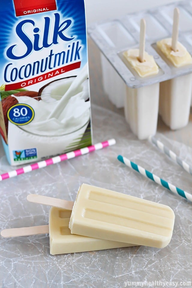Coconut Vanilla Pudding Pops - easy and delicious homemade pudding pops made using coconut milk. Perfect summertime dessert! #silkcoconut #ad