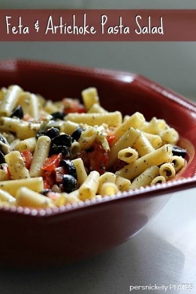 Feta & Artichoke Pasta Salad - Persnickety Plates