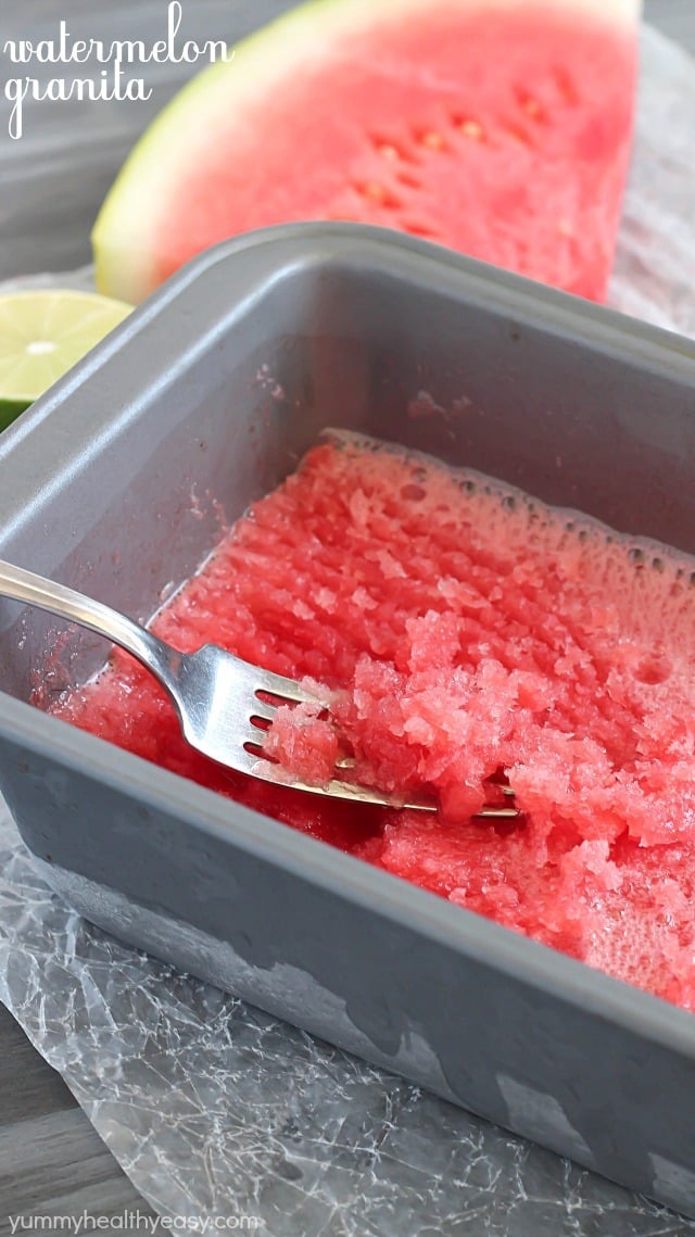 Watermelon Granita - the EASIEST frozen dessert you will ever make! Only 3 ingredients and unbelievably tasty!
