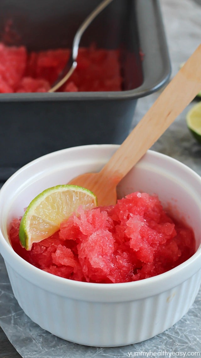 Watermelon Granita - the EASIEST frozen dessert you will ever make! Only 3 ingredients and unbelievably tasty!