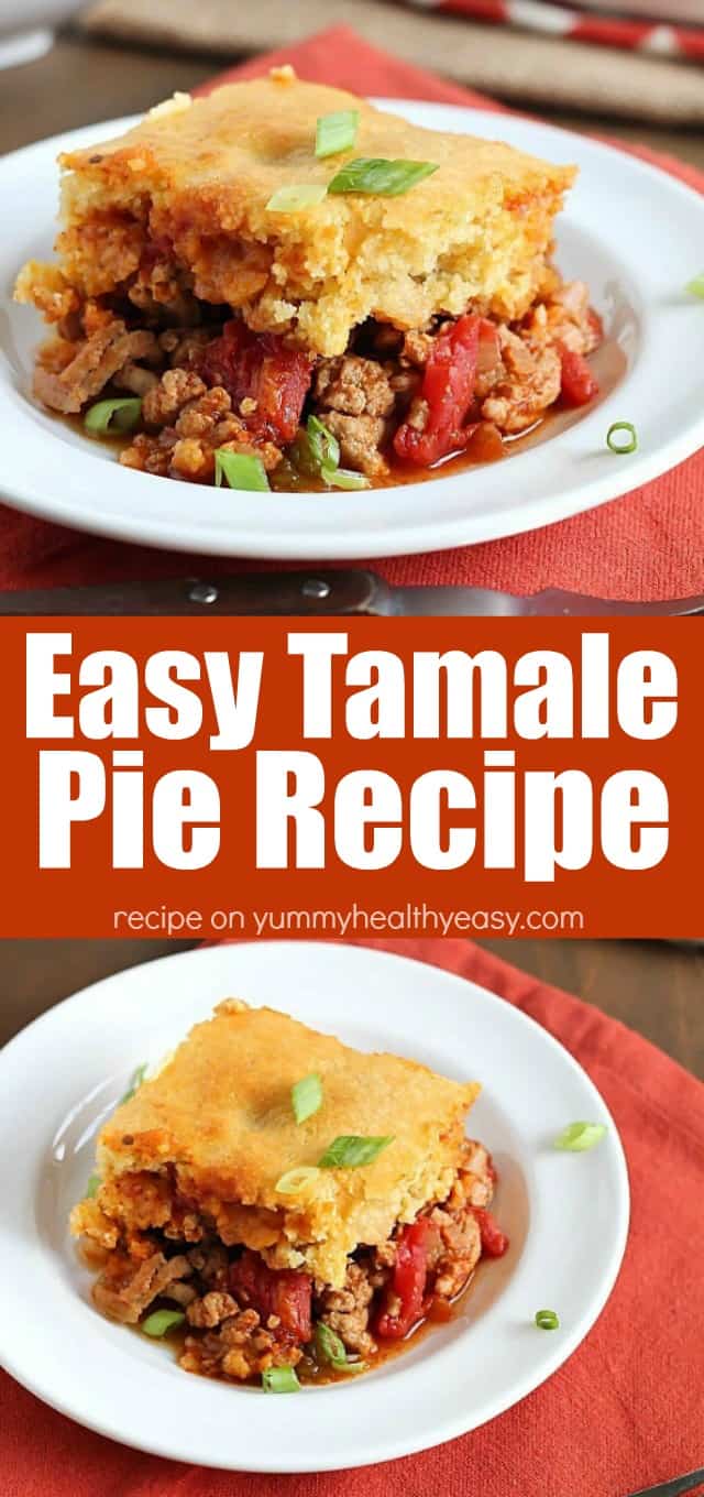 This Tamale Pie Recipe is the most amazing, easy, scrumptious dinner you can throw together. It's a flavorful mixture of ground turkey and spices topped with a layer of cornbread.