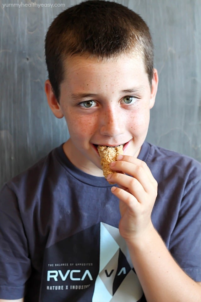 Baked Chicken Strips dipped in a Creamy Parmesan Dip