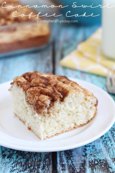 Cinnamon Swirl Coffee Cake - quick and easy coffee cake made using baking mix and with cinnamon swirls throughout!
