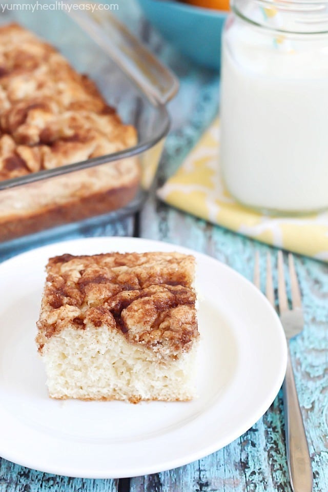Cinnamon Swirl Coffee Cake - quick and easy coffee cake made using baking mix and with cinnamon swirls throughout!