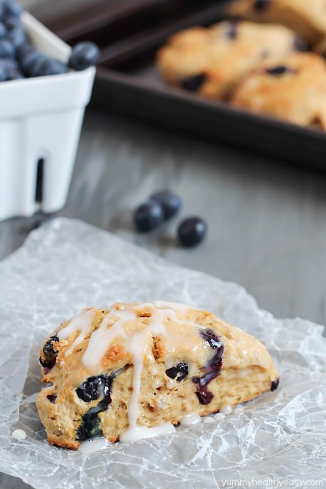 Whole Wheat Blueberry Scones - delicious scones made healthier and filled with blueberries!