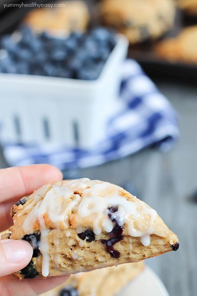 Whole Wheat Blueberry Scones - delicious scones made healthier and filled with blueberries!