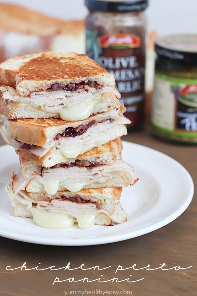 Chicken Pesto Panini with sliced chicken, mozzarella cheese, Mezzetta Everything Spread and a creamy pesto mayo. Ooey, gooey, amazing! #ad