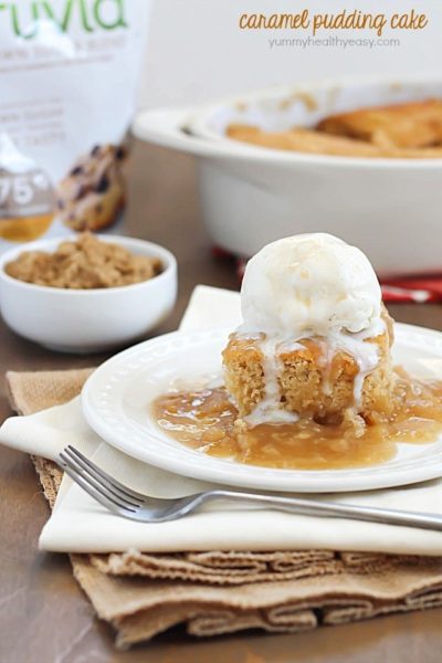 Caramel Pudding Cake - a warm layer of cake on top with a delicious layer of caramel on the bottom. Only 4 ingredients!!