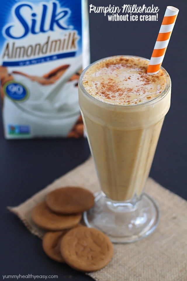 Creamy, smooth pumpkin milkshake made without ice cream! Once you try this method, you'll never make a milkshake with ice cream again!