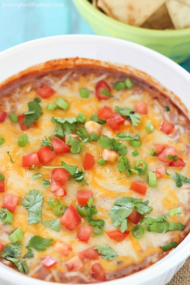 Healthy and addicting black bean dip - the perfect snack full of protein to keep you satisfied! Best served with pita chips, tortilla chips or veggies.