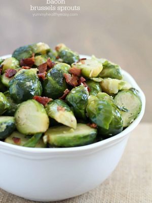 Need an easy side dish? This bacon brussels sprouts recipe is the way to go! They're fancy enough to serve as a side dish at a party but quick & easy enough to be added in with a weeknight meal.