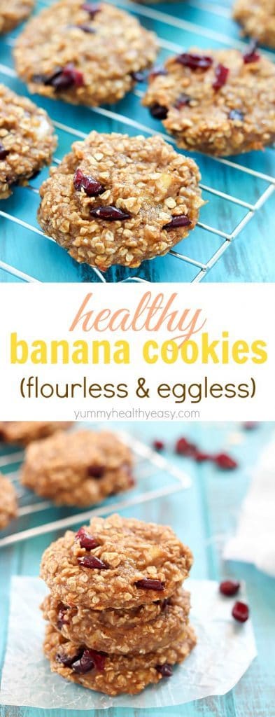 Healthy Banana Cookies (flourless & eggless!) These cookies are soft, moist and super healthy! A great post-workout snack or healthy dessert option. #truvia #ad