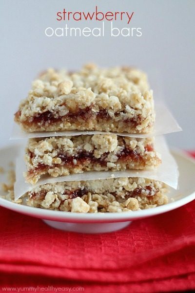 Simply delicious Strawberry Oatmeal Bars using only a handful of easy ingredients (cake mix & strawberry jam!) to make the fastest and yummiest dessert! This is my go-to dessert recipe!