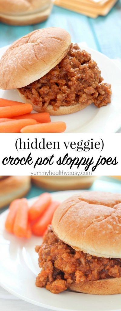 Crock Pot Sloppy Joes with veggies hidden inside! Your kids (or husband!) will never know there are vegetables sneaked in there!