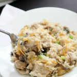 Easy Skinny Chicken and Rice Casserole using NO cream soups and made in about 30 minutes! Put this on your dinner menu - you will love this easy meal!