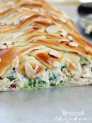 Chicken Broccoli Braid - crescent dough filled with a delicious mixture of chicken, broccoli, mayo and spices, all braided up into a fun braid. An easy dinner idea the whole family will love!