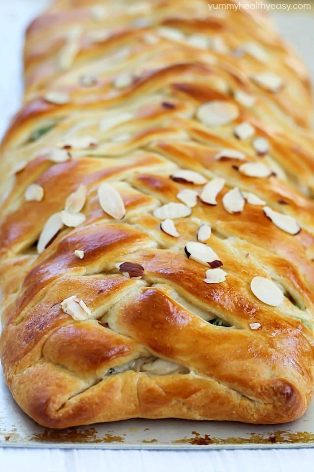 Broccoli Chicken Braid - crescent dough filled with a delicious mixture of chicken, broccoli, mayo and spices, all braided up into a fun braid. An easy dinner idea the whole family will love!