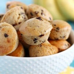 Banana Chocolate Chip Mini Muffins - a great breakfast to start your day or the perfect snack/dessert to satisfy your sweet tooth! (only 4 main ingredients!)