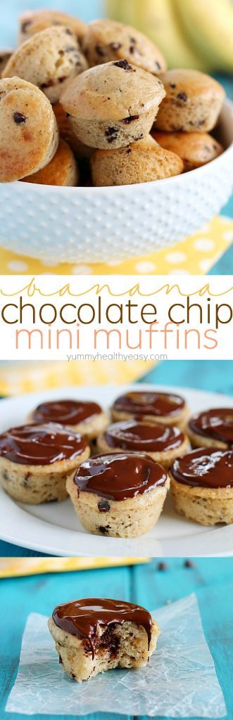 Banana Chocolate Chip Mini Muffins - a great breakfast to start your day or the perfect snack/dessert to satisfy your sweet tooth! (only 4 main ingredients!)