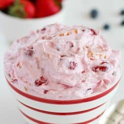 Quick & easy cherry dump salad with only FOUR ingredients - dump it all in a bowl and stir together and voila! Crazy delicious fruit salad :)