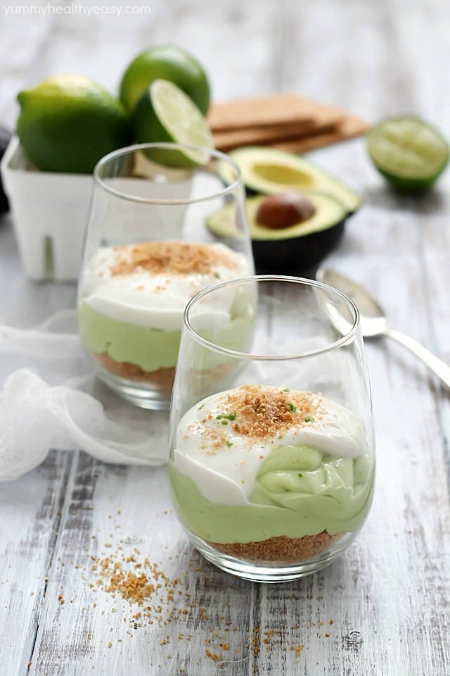 No-bake Avocado Lime Parfaits - A super creamy dessert that is healthy for you. And delicious too!