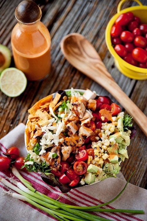 Southwest Chicken Cobb Salad with Chipotle Lime Dressing by The Creative Bite
