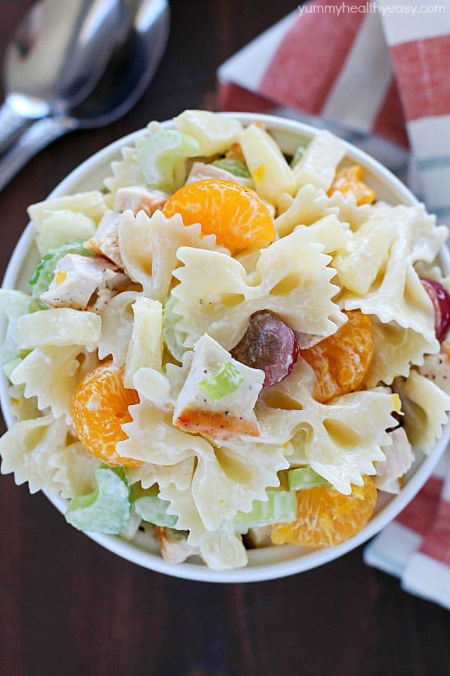 Your next BBQ cries out for this Tropical Chicken Bowtie Pasta Salad! It's easy, with few ingredients and has both sweet and savory elements and textures, making it a great side dish.