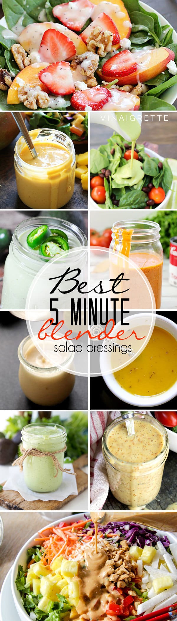 TEN 5 Minute Blender Salad Dressings that are easy to make and taste amazing!! Plus a Blendtec Blender Giveaway!!