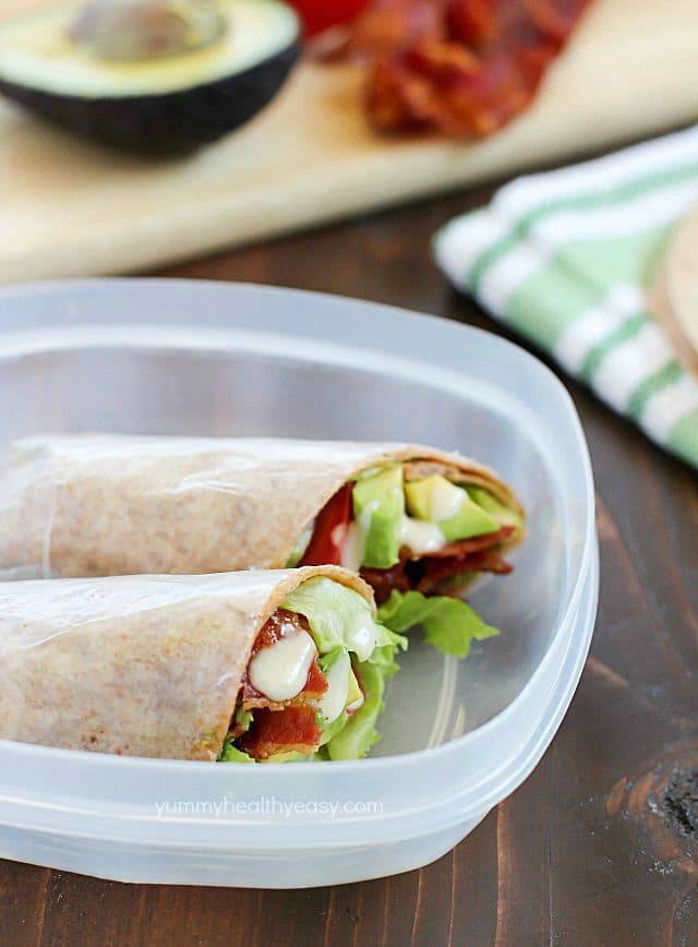 Sick of boring lunches? You NEED to throw an easy BLTA wrap in the lunchbox! What could be better than a bacon, lettuce, tomato & avocado wrap with a creamy dressing? Seriously the most amazing wrap ever. #Tessemaes #BacktoSchool #ad