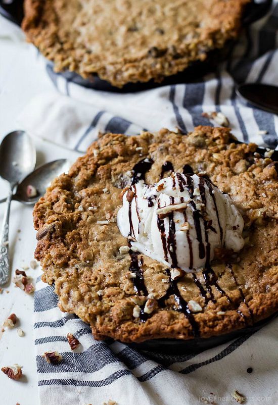 Coconut Oatmeal Chocolate Chip Skillet Cookies by Joyful Healthy Eats