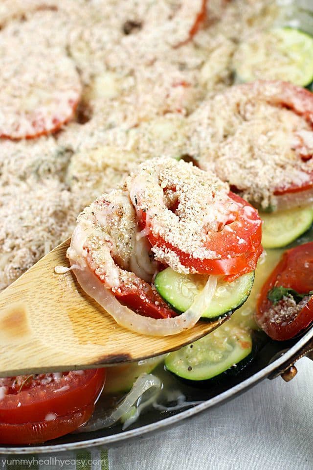 No better way to use up that summer zucchini than in a healthy and easy side dish! This Tomato Zucchini Skillet is made in one pan and kicks the pants off those frozen veggie side dishes!