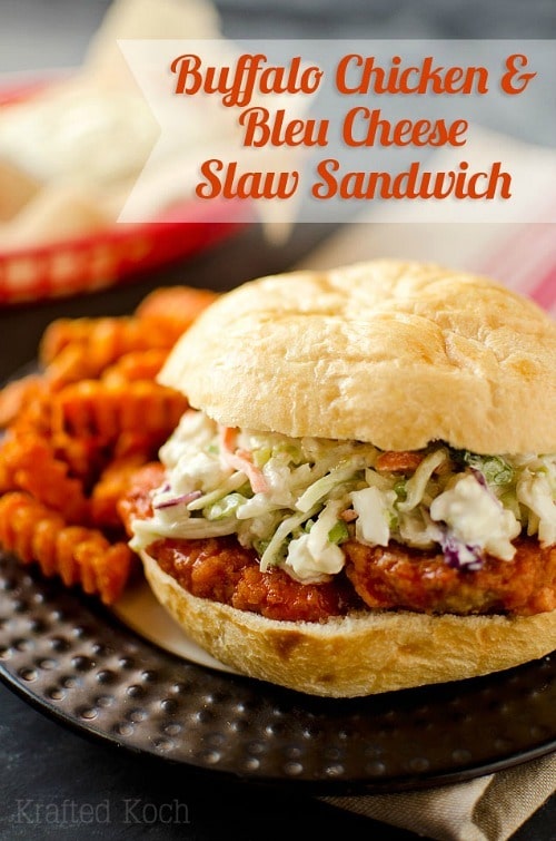Buffalo Chicken Bleu Cheese Slaw Sandwich by The Creative Bite